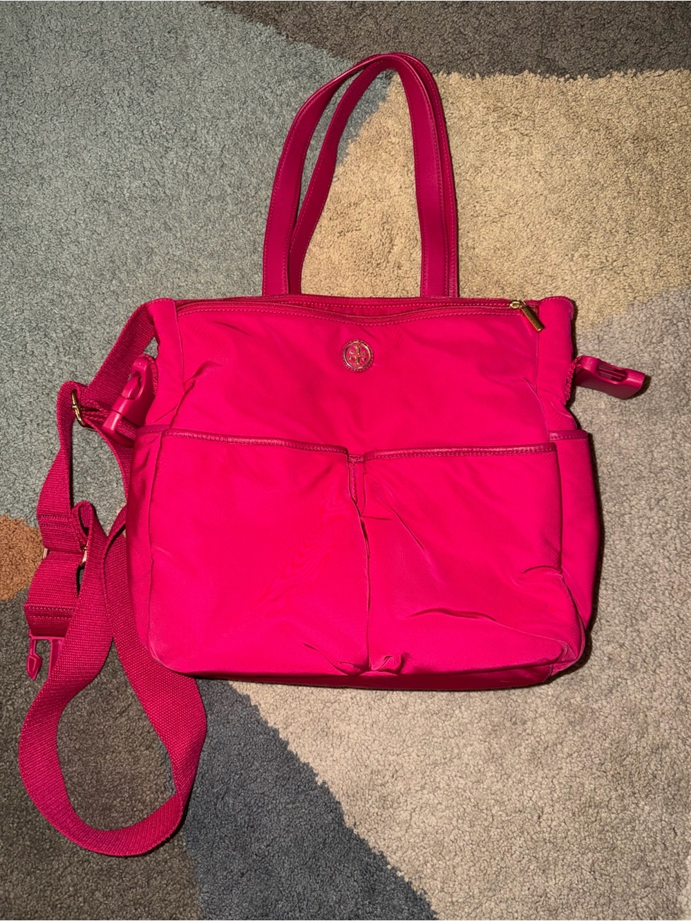 Tory Burch Dena Pink Nylon Diaper Bag